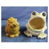 Ceramic frog and squirrel sponge holders
