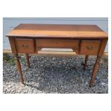 Vintage wood makeup stand Fold up lid for mirror,