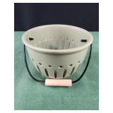 SMALL Ceramic Colander Green Basket Berry Fruit