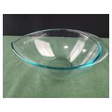 Pyrex TEARDROP Clear Turquoise Glass Bowl Large