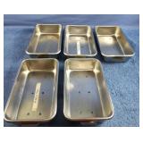 Set of 5 surgical stainless steel trays 8.5 x 2 x