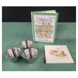 Stainless steel sauce cups, English book of teas,