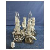 Set of 5 small lamps with silver colored base