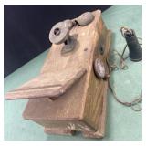 Vintage telephone Oak is made into a radio