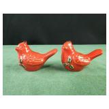 Red Cardinals Holly Leaf Salt Pepper Shakers