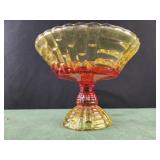 Vintage Jeanette Glass Amberina Pedestal Bowl Red