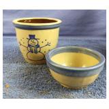 Snowman pottery bowl and pottery bowl