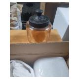 Amber hammered round glass jar. 4 total