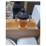 Amber hammered round glass jar. 4 total