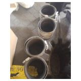 3.5" PVC pipe connectors with pipe clamps. 4 new