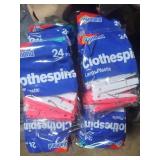 Large plastic clothes pins. 6 packs of 24.
