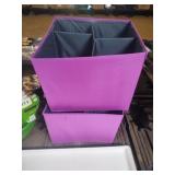 2 collapsible divided cloth storage boxes 13.5 x