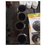 3.5" PVC pipe connectors with pipe clamps. New