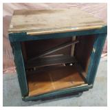 Handmade wheeled wood box 28.5 x 33 x 24.5.