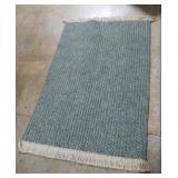 Rug with blues, greens and cream 37 x 56