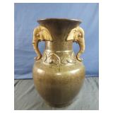 LARGE Pottery VASE with ELEPHANTS on Each Side