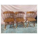 Set of 3 wood dining room chairs