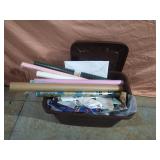 Tote with lid including wrapping paper, various