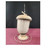 Vintage acorn bird feeder metal and glass