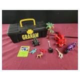 Kids plastic tool box dinosaurs and Pokï¿½mon card