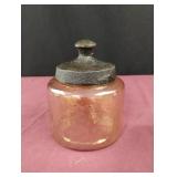 Dosha hammered amber round glass jars. Set of 2
