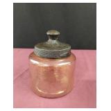 Dosha hammered amber round glass jars. Set of 2