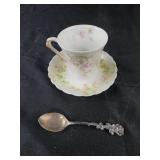Haviland Limoges Tea Cup and Saucer and 4" Reed