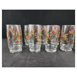 Vintage Libby Red Rose buds Glasses Set of 8