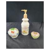 Soap/lotion dispenser,  ceramic candle, heart