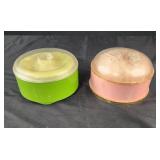 Vintage body powder sets pink and green