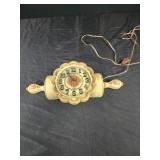 Vintage Spartus Wall Clock Rolling Pin. Faux Wood