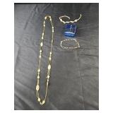 Vtg Necklace, shell bracelet. Avon tri tone