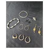 Earrings, bracelets, pin