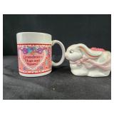 Ceramic bunny sponge holder, grandma mug