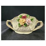 Vintage Ceramic Floral Vase bowls W/Handles