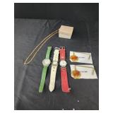 Fashion watches, purse caddy hooks, eyeglass