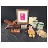 Country duck tins, wooden duck, wooden cook book