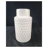 9" ceramic vase honeycomb design white