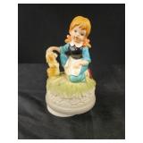 Vintage Little Girl with Dog Music Box Made in