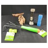 Vtg flashlight, blue flashlight, garden tool,