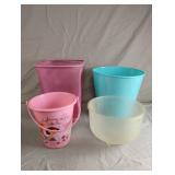 Waste baskets and a basket