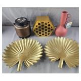 Group of Home Decor - honeycomb box, glass