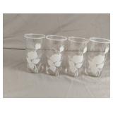White trim rose drinking glasses. Set of 4
