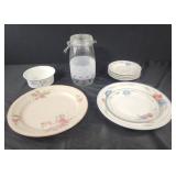 Oneida bowl, Gibson rose plate, epoch assorted