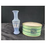 Avon Jasperware Wedgewood Blue Glass White Greek
