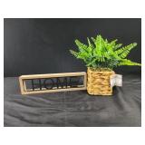 Home sign and faux plant home decor