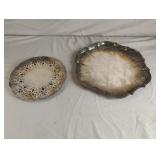Silver plated trivet and a serving tray