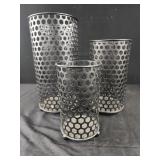 3pc black metal honeycomb design tabletop decor