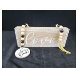10x4 Love sign with bee kind wood beads home