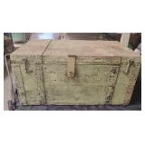 Wood and metal trunk with handles